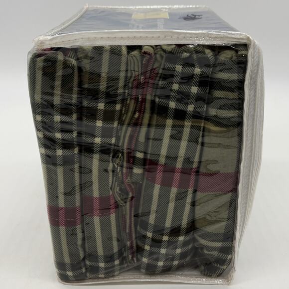 Vintage Whole Home Flannel Full Sheet Set Sage Plaid 100% Brushed Cotton Bedding - Picture 2 of 6